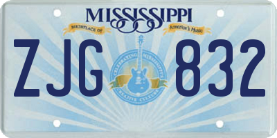 MS license plate ZJG832