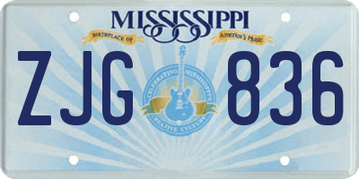 MS license plate ZJG836