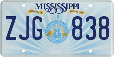 MS license plate ZJG838