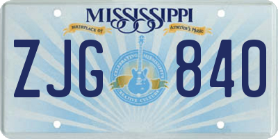 MS license plate ZJG840