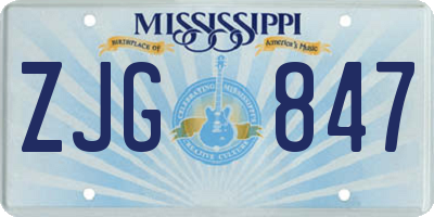 MS license plate ZJG847