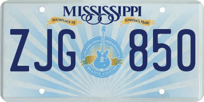MS license plate ZJG850