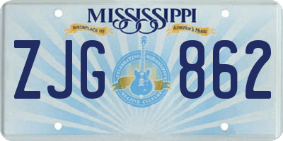 MS license plate ZJG862