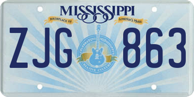 MS license plate ZJG863