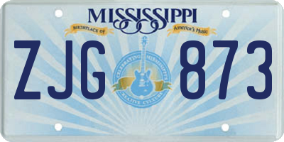 MS license plate ZJG873