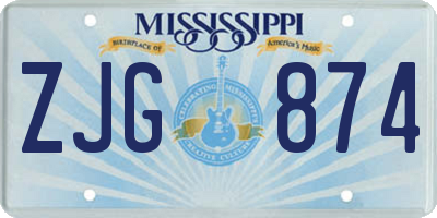 MS license plate ZJG874