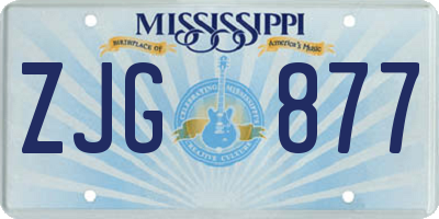 MS license plate ZJG877