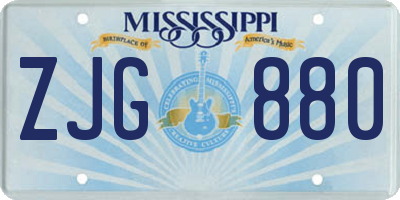 MS license plate ZJG880