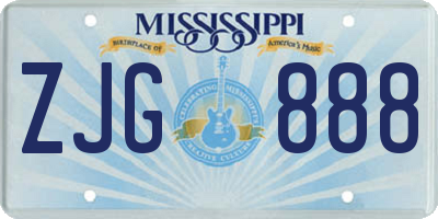 MS license plate ZJG888