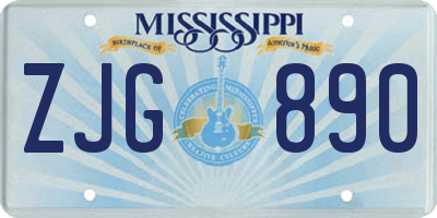MS license plate ZJG890