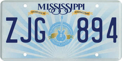 MS license plate ZJG894