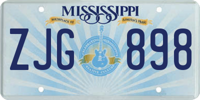 MS license plate ZJG898