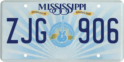 MS license plate ZJG906