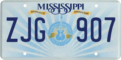 MS license plate ZJG907