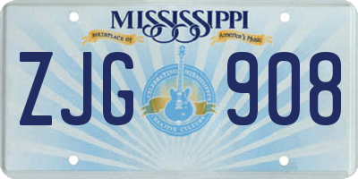 MS license plate ZJG908