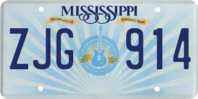 MS license plate ZJG914