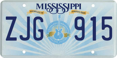 MS license plate ZJG915