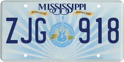 MS license plate ZJG918