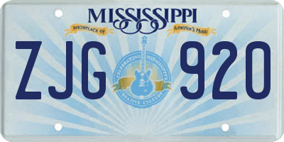 MS license plate ZJG920