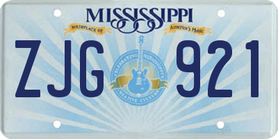 MS license plate ZJG921