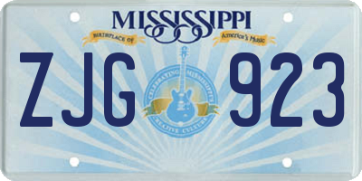 MS license plate ZJG923