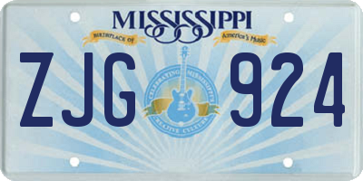 MS license plate ZJG924