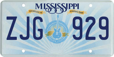 MS license plate ZJG929