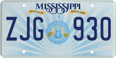 MS license plate ZJG930