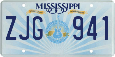MS license plate ZJG941