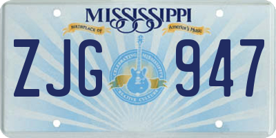 MS license plate ZJG947