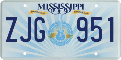 MS license plate ZJG951