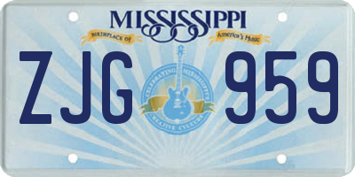 MS license plate ZJG959