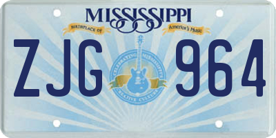 MS license plate ZJG964