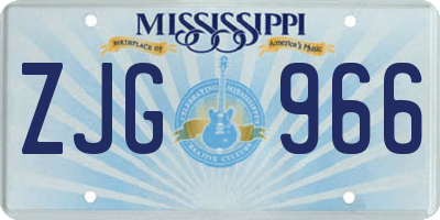 MS license plate ZJG966