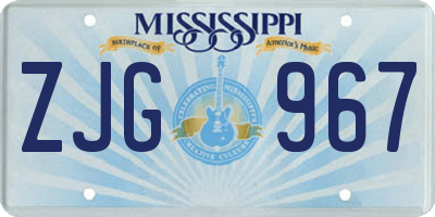 MS license plate ZJG967