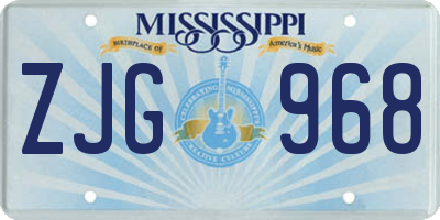 MS license plate ZJG968