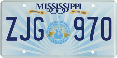 MS license plate ZJG970