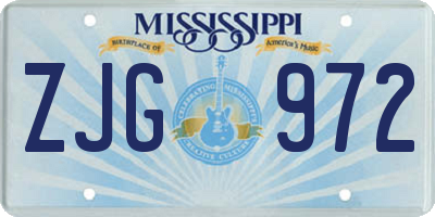 MS license plate ZJG972