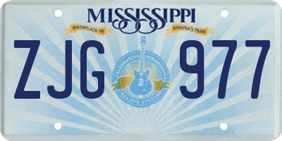 MS license plate ZJG977