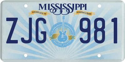 MS license plate ZJG981