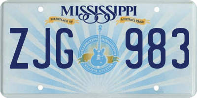 MS license plate ZJG983