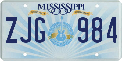 MS license plate ZJG984