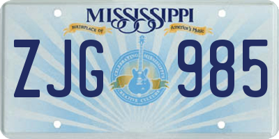 MS license plate ZJG985