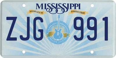 MS license plate ZJG991
