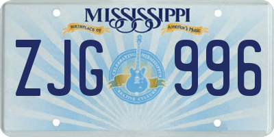 MS license plate ZJG996