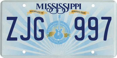 MS license plate ZJG997