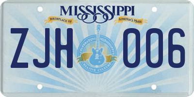 MS license plate ZJH006