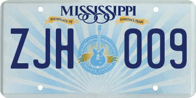 MS license plate ZJH009