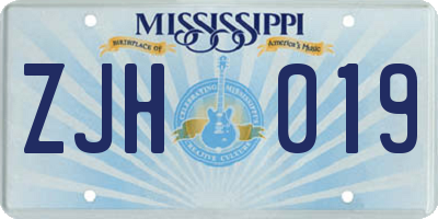 MS license plate ZJH019