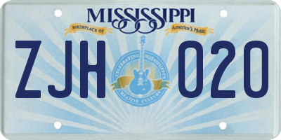 MS license plate ZJH020